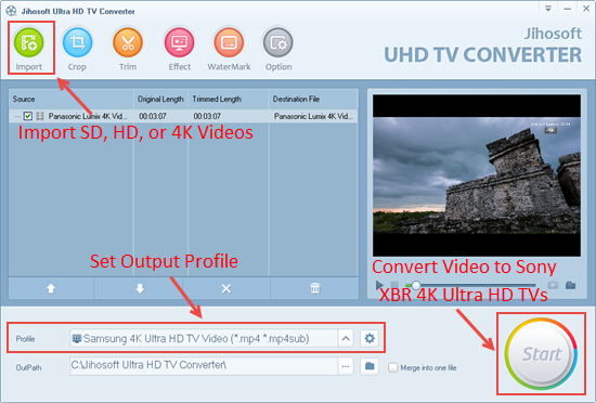Convert Videos to Sony XBR 4K UHD TV