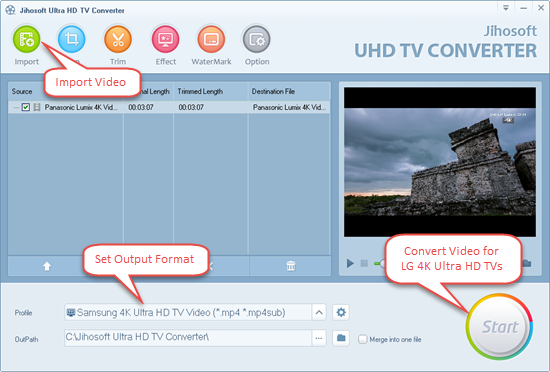 Convert video for LG 4K Ultra HD TV