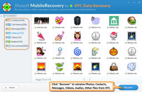 Preview and recover files from HTC One