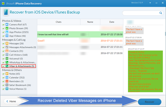 Retrieve Deleted Viber Messages on iPhone/iPad
