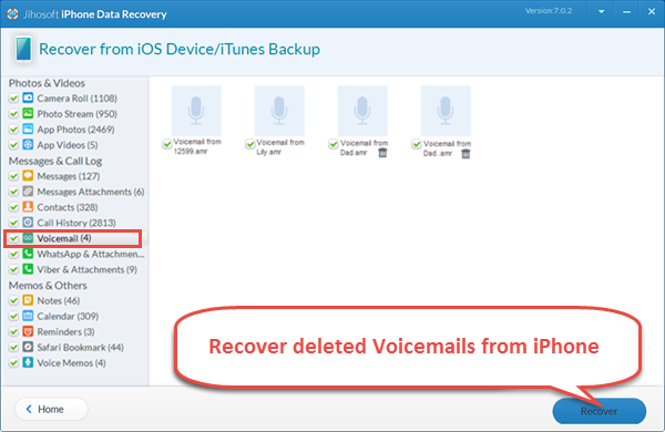 Recover Voicemails Directly from iPhone or iTunes Backup