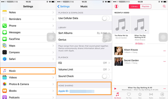 Transfer Music from iPhone to iPhone with Home Sharing