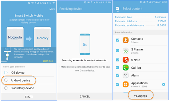 Sync Motorola Data to Samsung Using Samsung Smart Switch