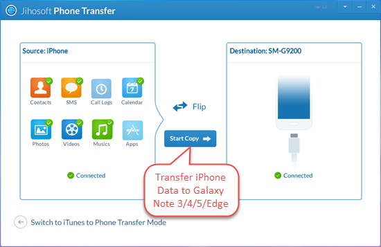 Transfer iPhone Data to Galaxy Note 3/Note 4/Note 5/Note Edge