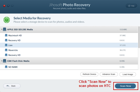 Recover Deleted Photos from HTC Phone
