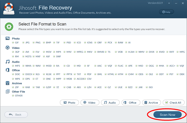 Scan lost files on formatted hard disk drive.