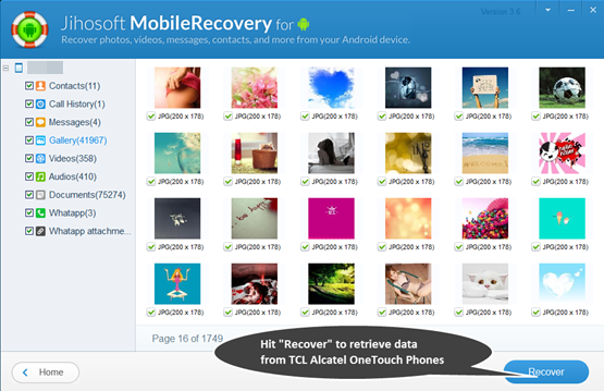 >Retrieve deleted data from alcatel phones