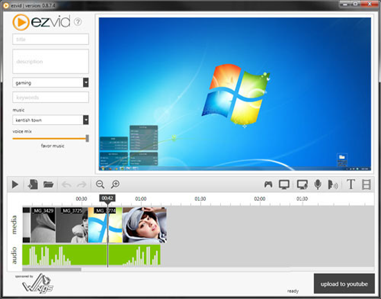 Ezvid is a free and easy screen recorder program for Windows.
