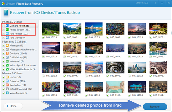 Retrieve Deleted Photos from iPad without Backup