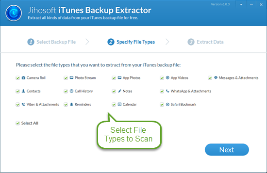 Jihosoft Free iTunes Backup Extractor