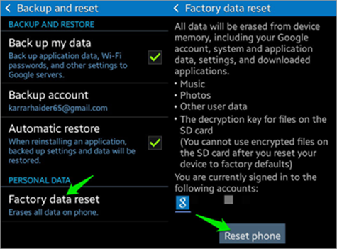 Permanently Delete Photos from Android by Factory Reset