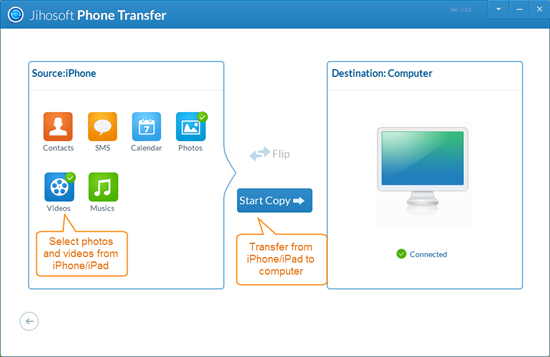 Steps to transfer photos & videos from iPhone/iPad to computer