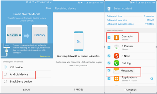 Copy Contacts/Text Messages from LG to Samsung with Samsung Smart Switch