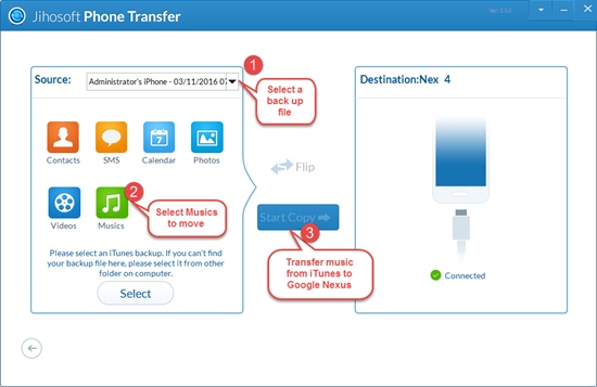 Steps to Transfer Music from iTunes to Google Nexus 6P/5X/6/5