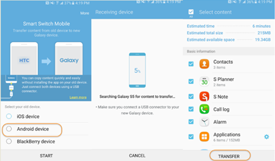 Transfer Data from HTC to Samsung Using Smart Switch