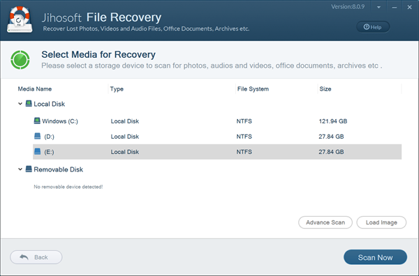 Select a partition to scan.