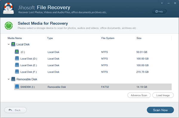 Choose Partition to Scan for Lost Files