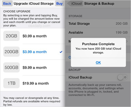 Upgrade iCloud Storage