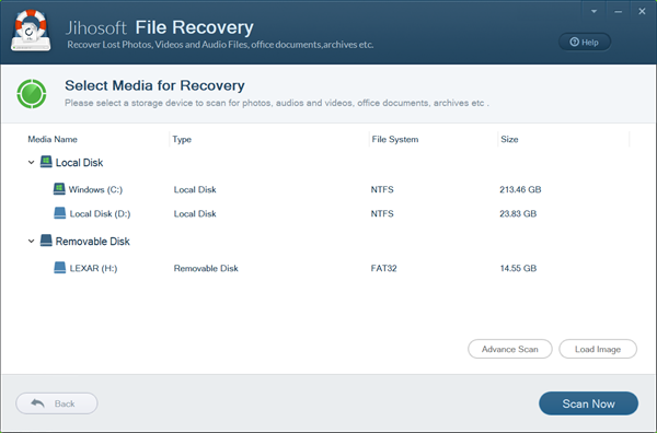 Choose Scan Partition and File Types