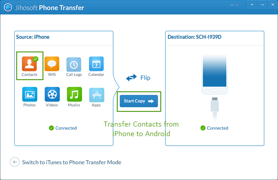 Transfer Multiple iPhone Contacts to Android in One Click