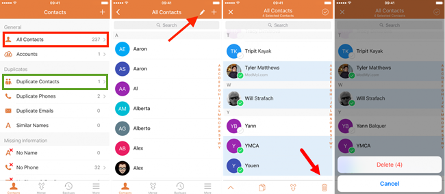 Delete Multiple Contacts on iPhone/iPad with App