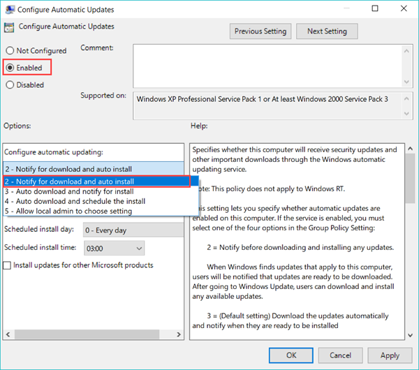 Stop Windows 10 Update with Group Policy Editor