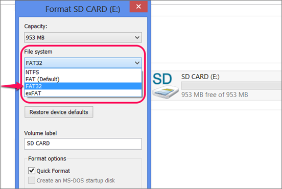 format micro SD card for Android