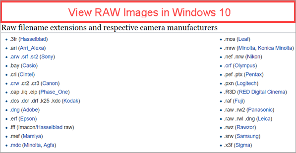View RAW Images and Thumbnails on Windows 10