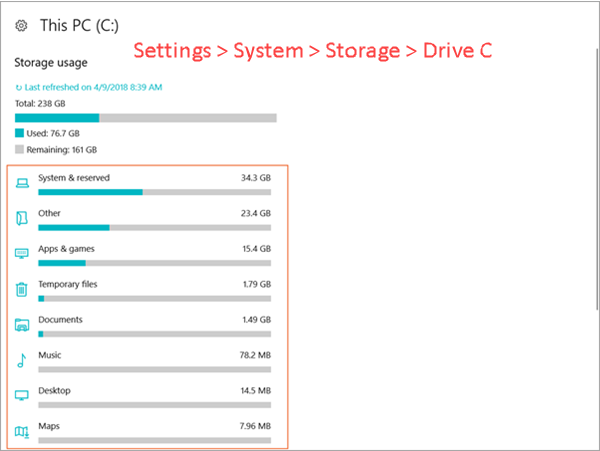 Analyze Windows 10 Disk Space Usage