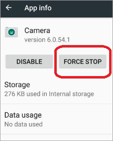 Force Stop the Camera App