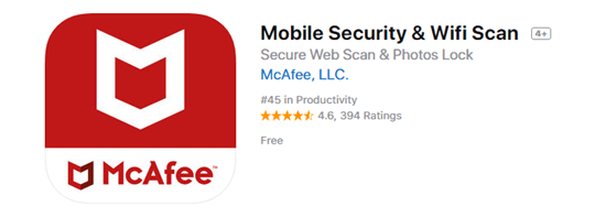 Mobile Security & Wifi Scan by McAfee is one of the top 8 Best Free Antivirus for iPhone/iPad in 2019.