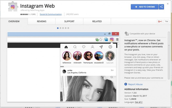 Use Desktop Chrome Extension for Instagram