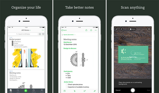 Evernote is one of the best Business Apps for iPhone Users to Track Work 2019.