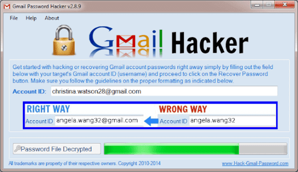 Hacking Gmail account using Gmail Pass Breaker