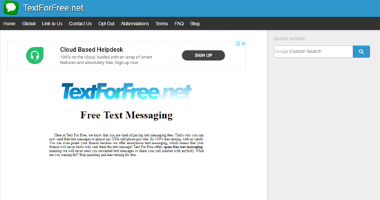 TextForFree is one of the top Sites to Send Anonymous Messages from PC.