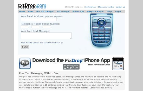 TxtDrop is one of the top Sites to Send Anonymous Messages from PC.