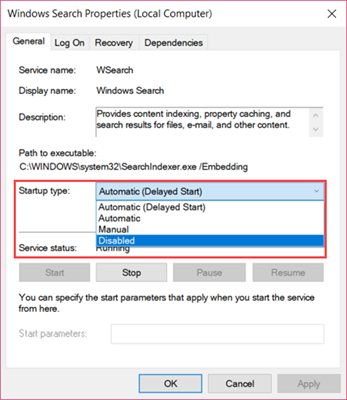 Fix 100 Disk Usage Windows 10 by Disabling Windows Search