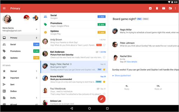 Gmail is one of the best free Android Email Apps.