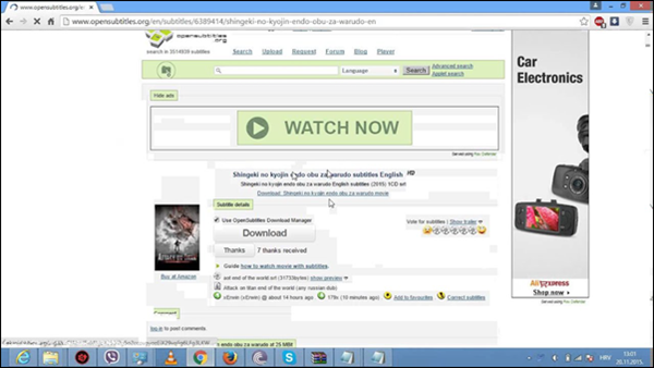 Downloading the Subtitles with OpenSubtitles.