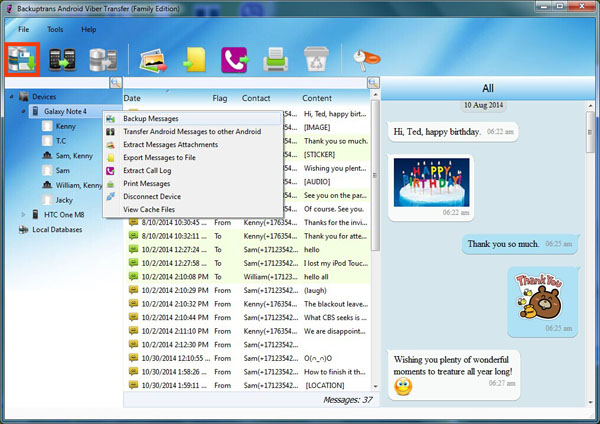 Backup Viber messages from Android to PC