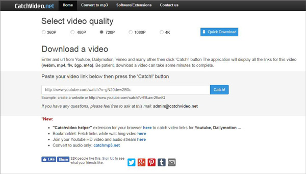 Selected video. CATCHVIDEO. Video quality. Video link. View Video.