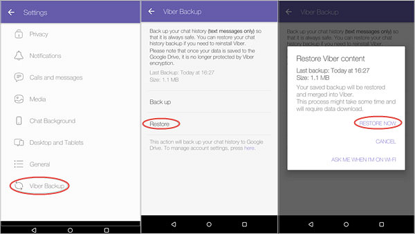 Auto backup Viber messages on Android