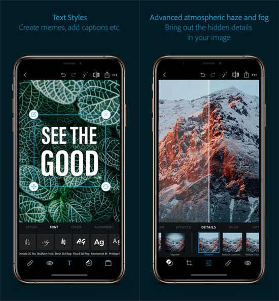 Adobe Photoshop Express is one of the Top Logo Maker Apps for iPhone.