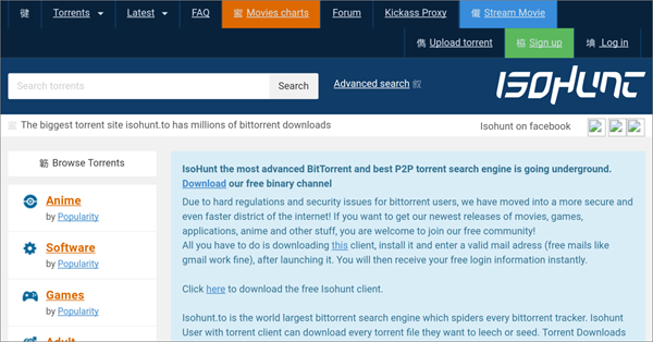 isoHunt is one of the Top Best Alternative Sites to YTS Torrent Movie Website.