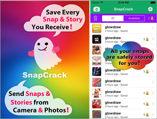 SnapCrack ( for Android & iOS) can save Snapchats Secretly.