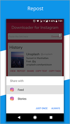 Video Downloader - for Instagram Repost App is one of best Instagram Video Downloaders for Android and PC.