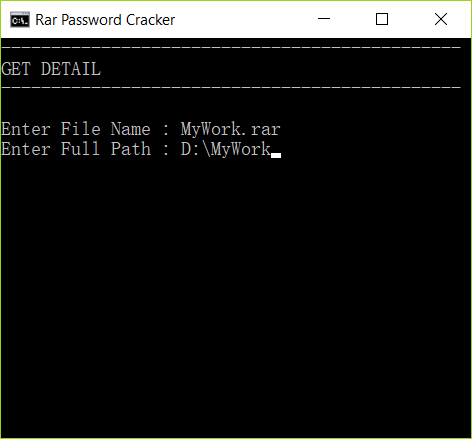 Steps to find RAR password with CMD