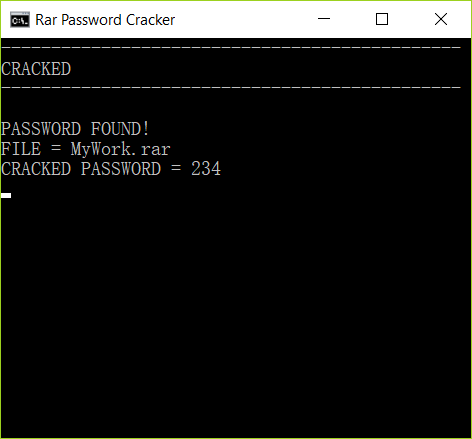 Steps to find RAR password with CMD