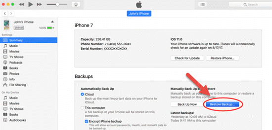 Restore iPhone with iTunes Backup to Avoid Update
