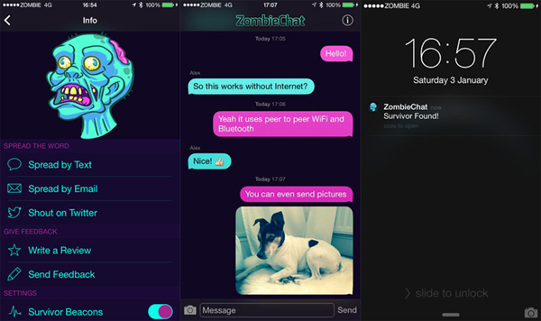 ZombieChat is Top Free Walkie Talkie Apps to Call and Text without Internet Connection.